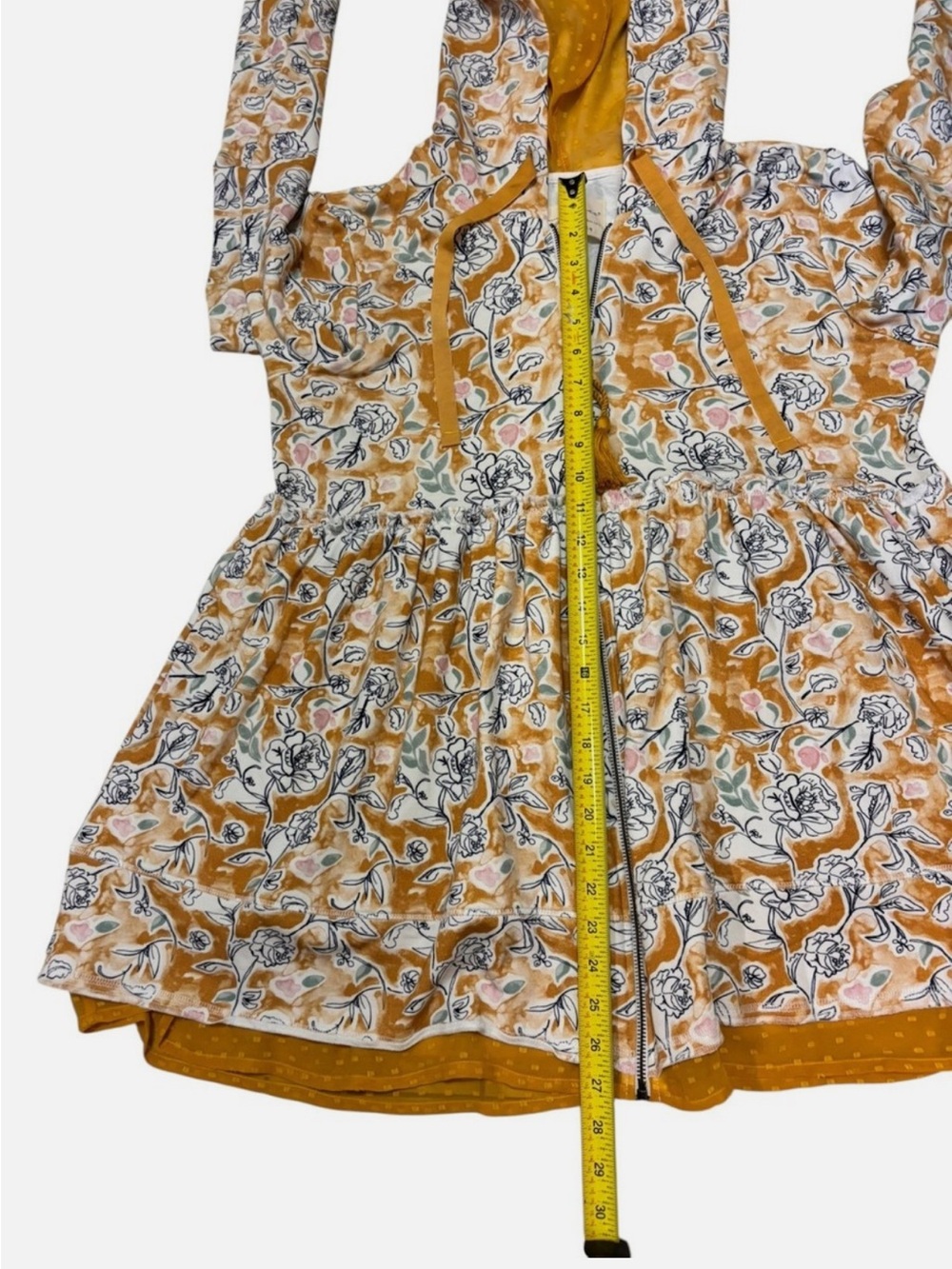 Evy’s Tree Sophie Floral Baby-doll Zip-up Hoodie Peplum Jacket Micro Mini Lg - Picture 9 of 9
